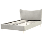 Bett mit Lattenrost Samtstoff CHALEIX 140 x 200 cm Hellgrau
