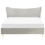 Bett mit Lattenrost Samtstoff CHALEIX 160 x 200 cm Hellgrau