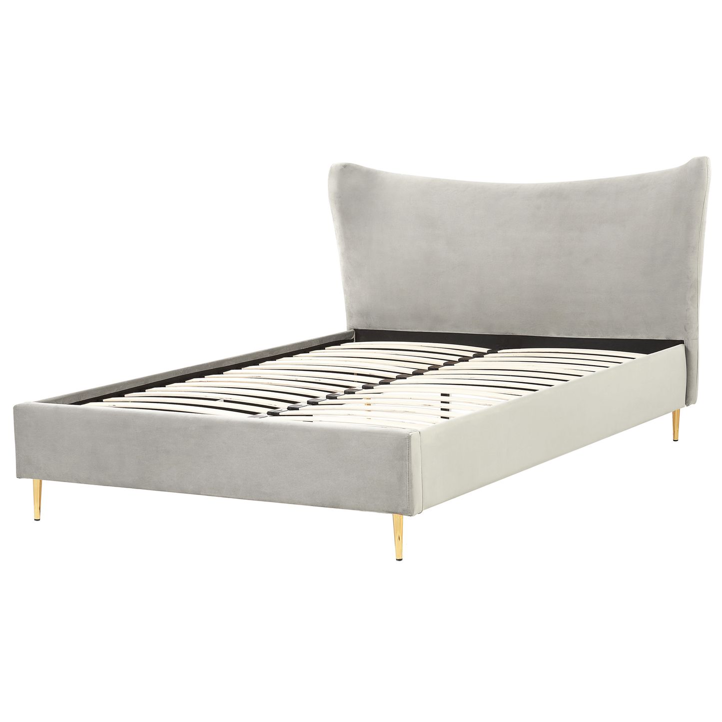 Bett mit Lattenrost Samtstoff CHALEIX 160 x 200 cm Hellgrau