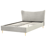 Bett mit Lattenrost Samtstoff CHALEIX 160 x 200 cm Hellgrau