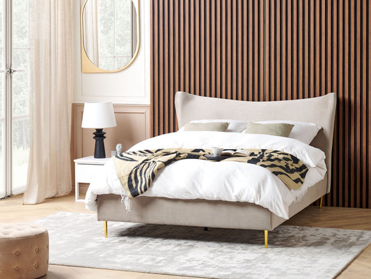 Bett mit Lattenrost Samtstoff CHALEIX 140 x 200 cm Taupe