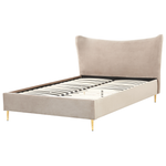Bett mit Lattenrost Samtstoff CHALEIX 140 x 200 cm Taupe