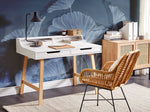 Schreibtisch weiss / heller Holzfarbton 110 x 58 cm 2 Schubladen BARIE