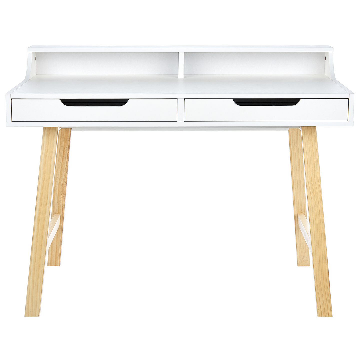 Schreibtisch weiss / heller Holzfarbton 110 x 58 cm 2 Schubladen BARIE