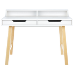 Schreibtisch weiss / heller Holzfarbton 110 x 58 cm 2 Schubladen BARIE