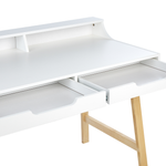 Schreibtisch weiss / heller Holzfarbton 110 x 58 cm 2 Schubladen BARIE