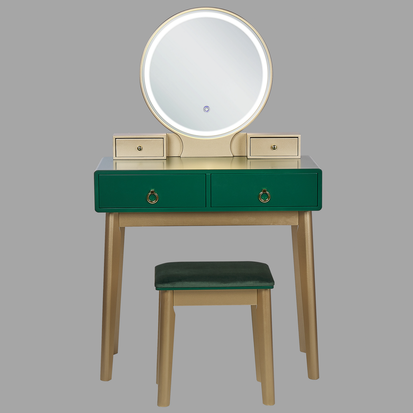 Schminktisch mit Spiegel und Hocker FEDRY LED Smaragdgrün