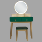 Schminktisch mit Spiegel und Hocker FEDRY LED Smaragdgrün