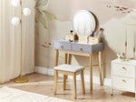 Schminktisch mit Spiegel und Hocker FEDRY LED Grau