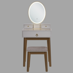 Schminktisch mit Spiegel und Hocker ROSEY LED Weiss