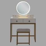 Schminktisch mit Spiegel und Hocker AUXON LED Weiss