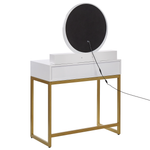 Schminktisch mit Spiegel und Hocker AUXON LED Weiss