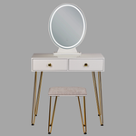 Schminktisch mit Spiegel und Hocker CAEN LED Weiss