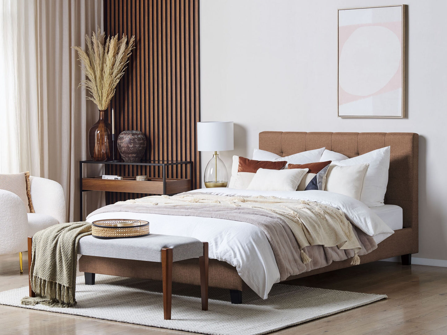 Wasserbett Leinenoptik Braun 160 x 200 cm LA ROCHELLE