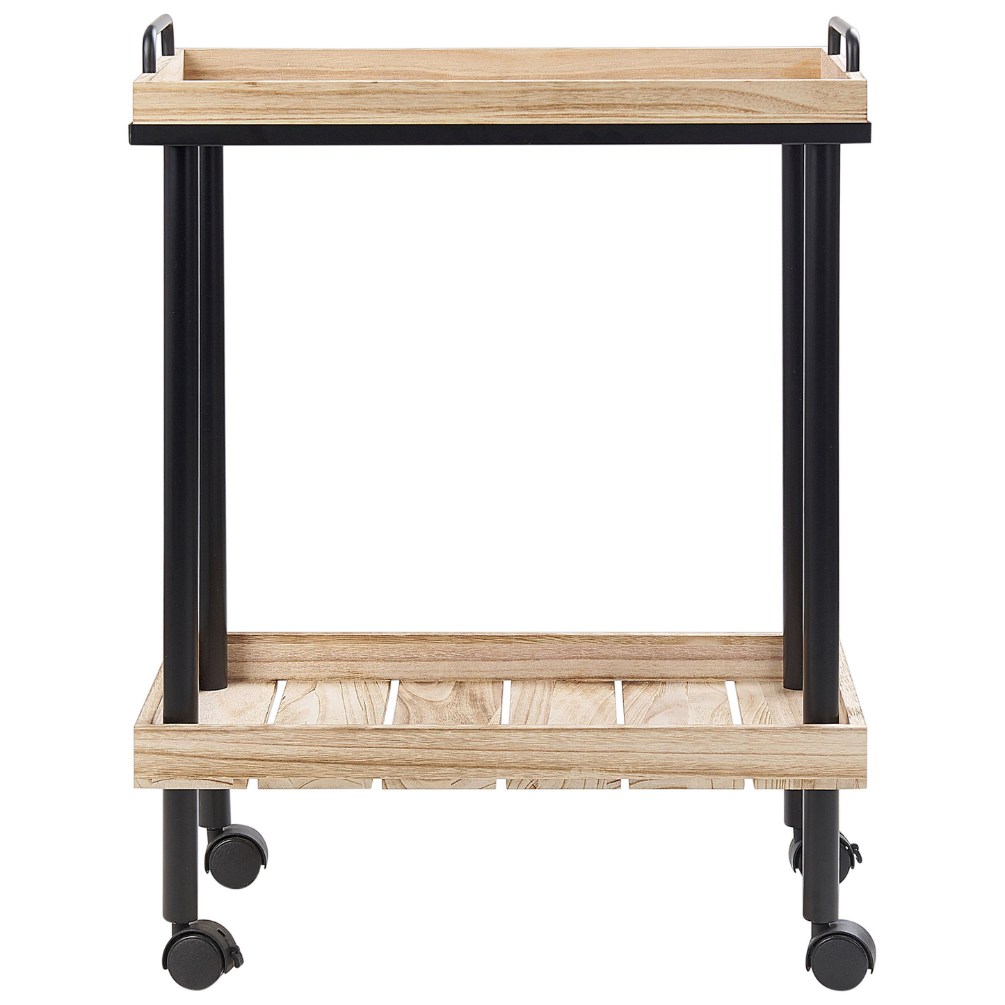 Servierwagen Paulowniaholz heller Holzfarbton / schwarz 2 Etagen TAGGIO