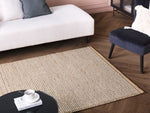 Teppich Wolle beige 140 x 200 cm Kurzflor BANOO