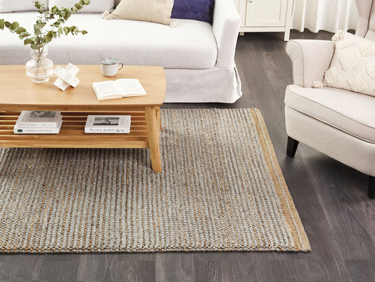 Teppich Wolle grau 140 x 200 cm Kurzflor BANOO
