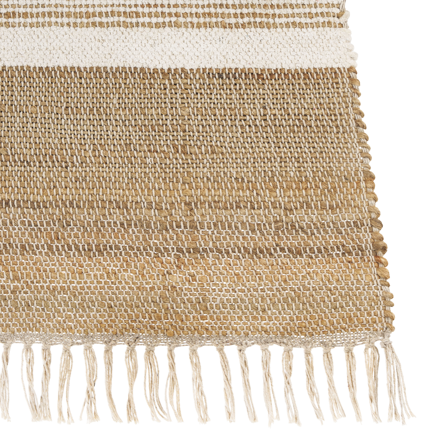Teppich Jute beige / weiss 160 x 230 cm Streifenmuster Kurzflor zweiseitig TALPUR