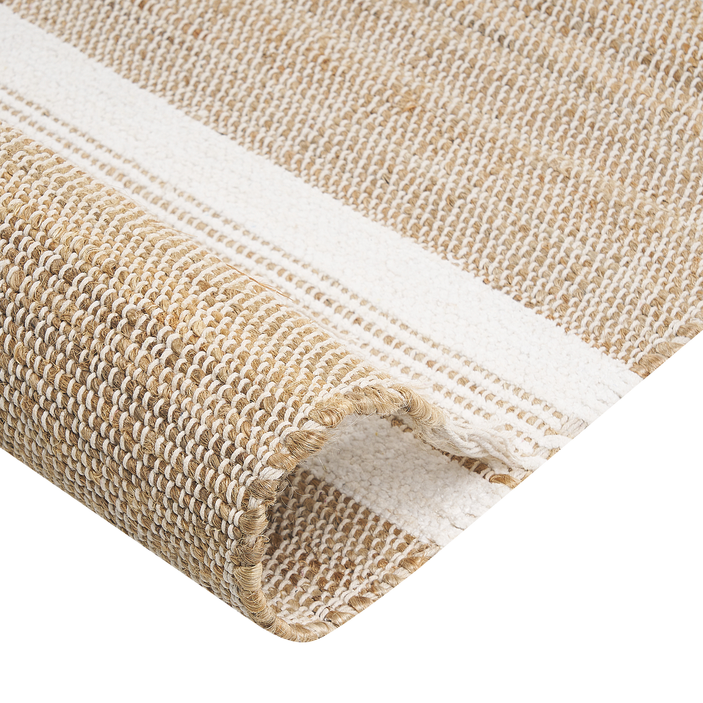 Teppich Jute beige / weiss 160 x 230 cm Streifenmuster Kurzflor zweiseitig TALPUR
