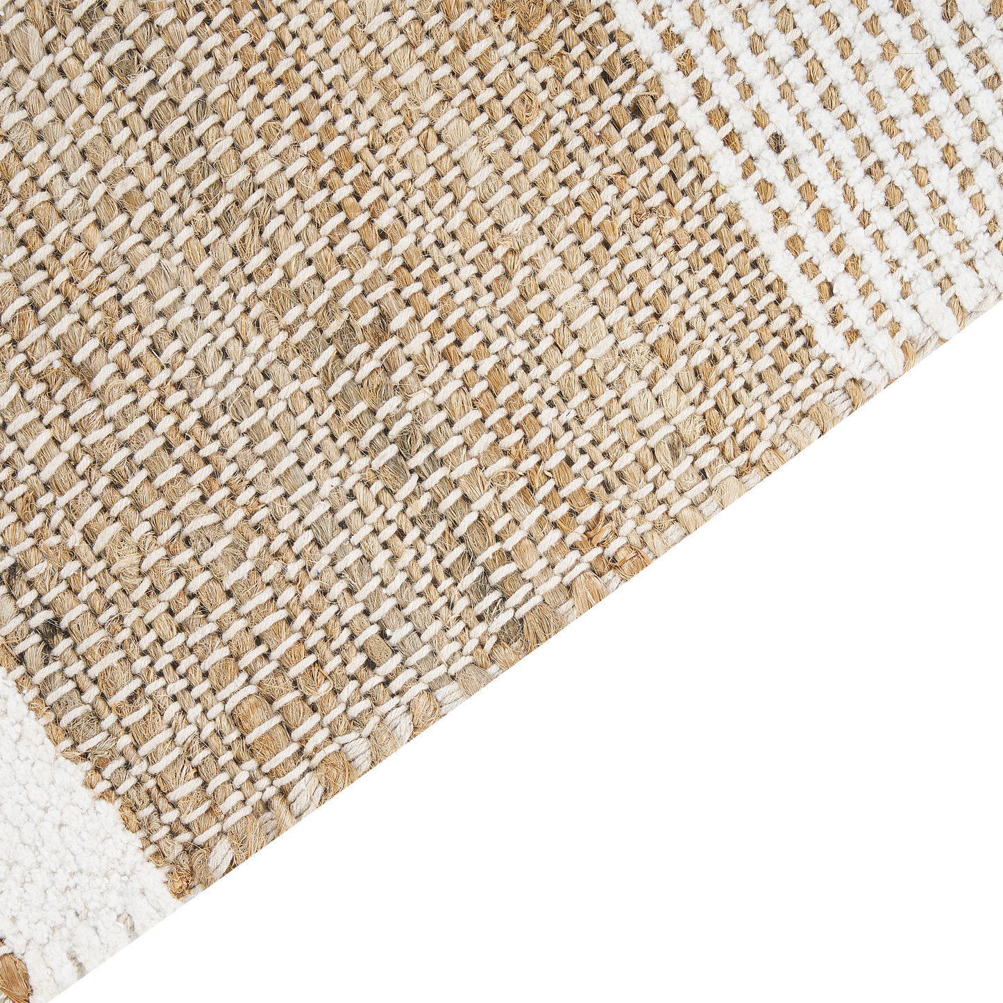 Teppich Jute beige / weiss 160 x 230 cm Streifenmuster Kurzflor zweiseitig TALPUR
