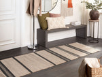 Teppich Jute beige / graphitgrau 80 x 300 cm Streifenmuster Kurzflor zweiseitig TALPUR