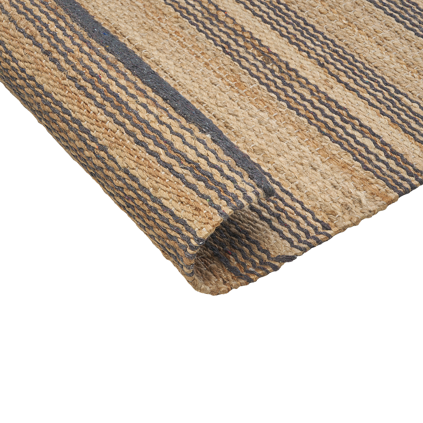 Teppich Jute beige / grau 80 x 300 cm Streifenmuster Kurzflor zweiseitig BUDHO