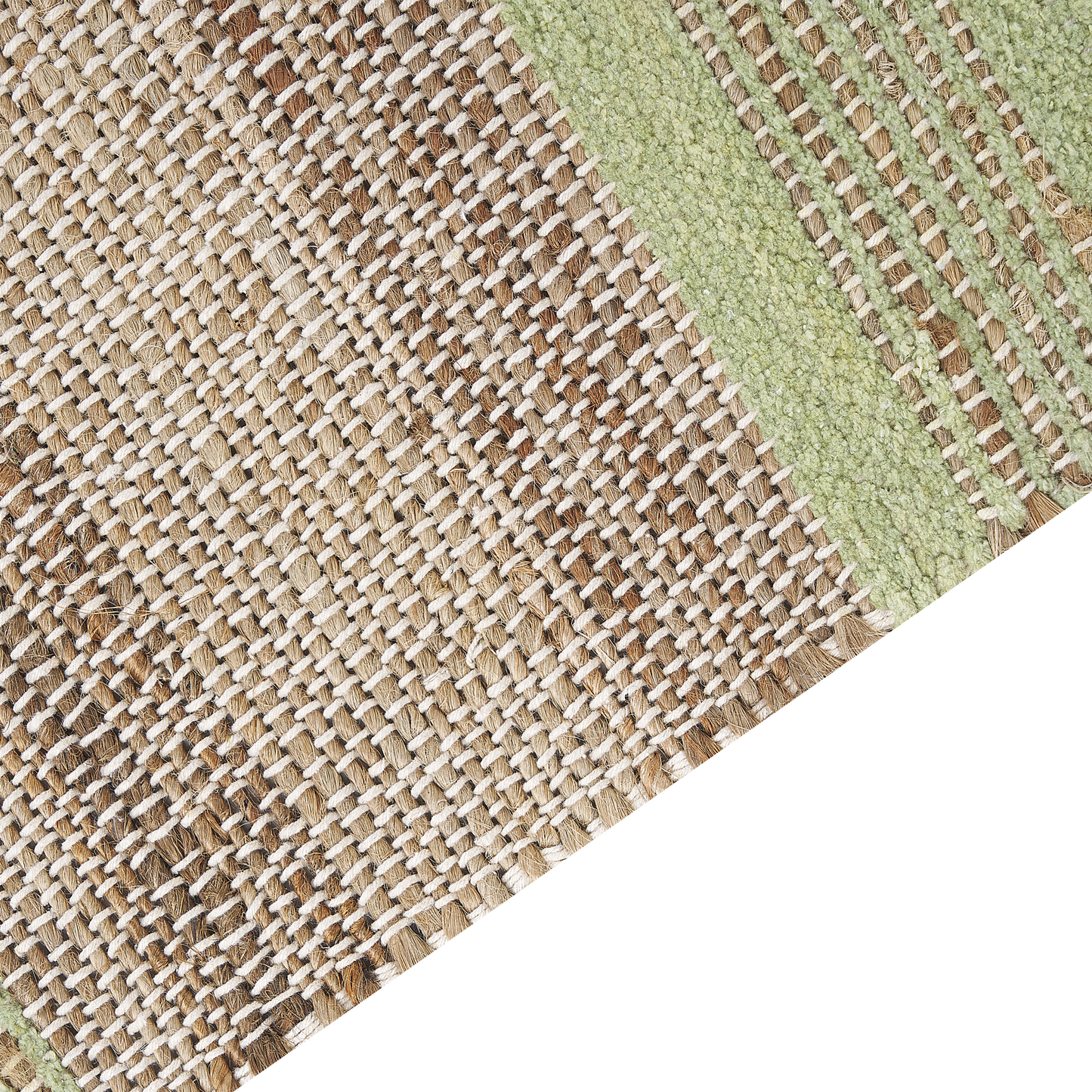 Teppich Jute beige / hellgrün 160 x 230 cm Streifenmuster Kurzflor zweiseitig TALPUR
