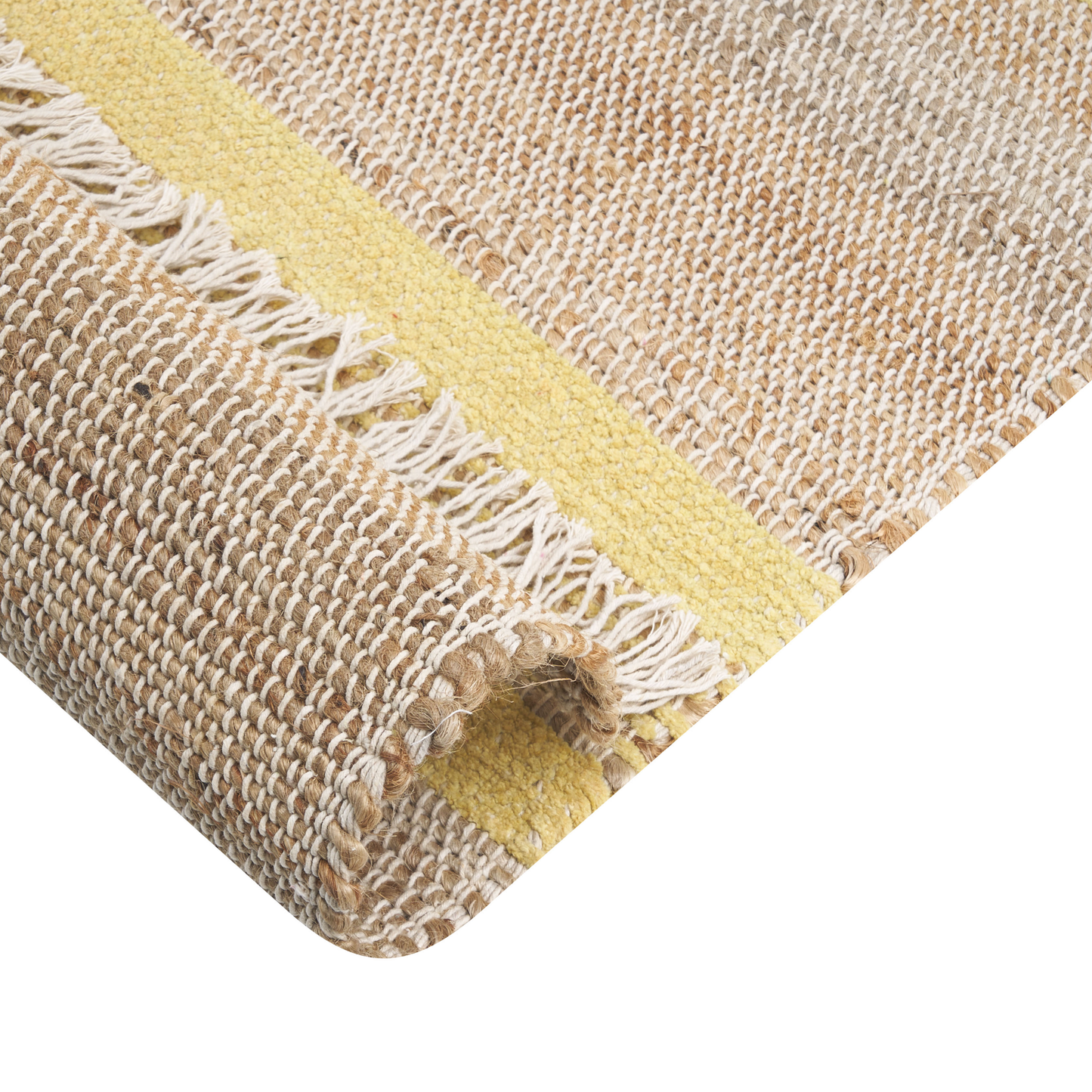 Teppich Jute beige / gelb 160 x 230 cm Streifenmuster Kurzflor zweiseitig TALPUR