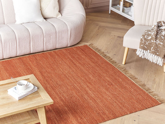 Teppich Jute rot 160 x 230 cm Kurzflor zweiseitig LUNIA