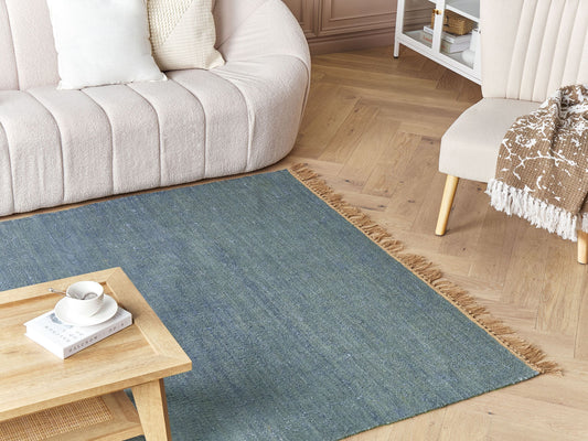 Teppich Jute blau 160 x 230 cm Kurzflor zweiseitig LUNIA