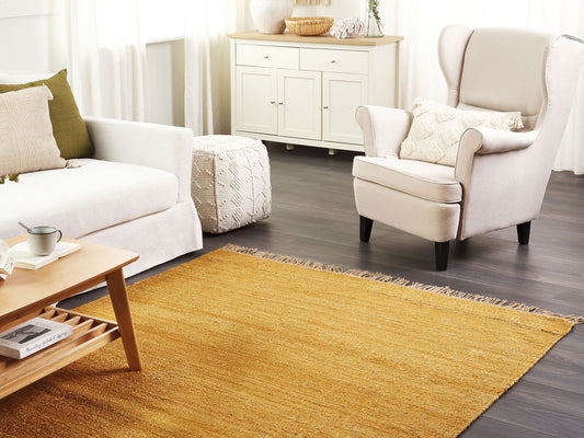 Teppich Jute senfgelb 160 x 230 cm Kurzflor zweiseitig LUNIA