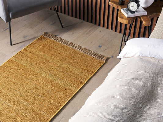 Teppich Jute senfgelb 80 x 150 cm Kurzflor zweiseitig LUNIA