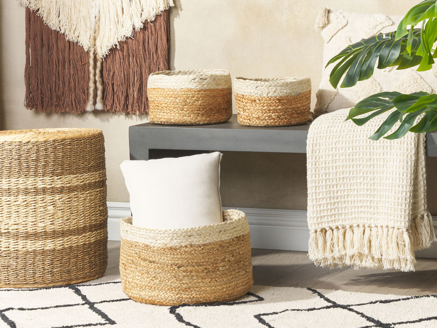 Aufbewahrungskorb Jute naturfarben / beige 3er Set TAJORI