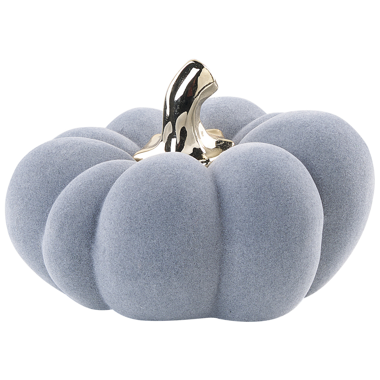 Dekofiguren 2er Set Kürbis KATERINIS Samtstoff Grau