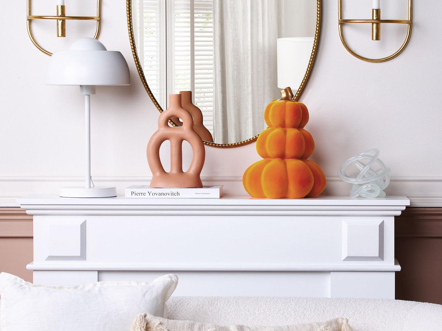 Dekofigur Kürbis KALAMATA Samtstoff Orange