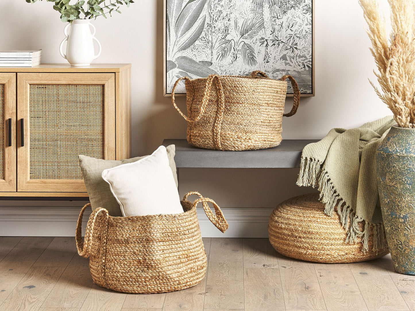 Aufbewahrungskorb Jute naturfarben 2er Set KORNAK