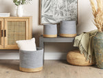 Textilkorb Baumwolle grau / beige 3er Set BASIMA