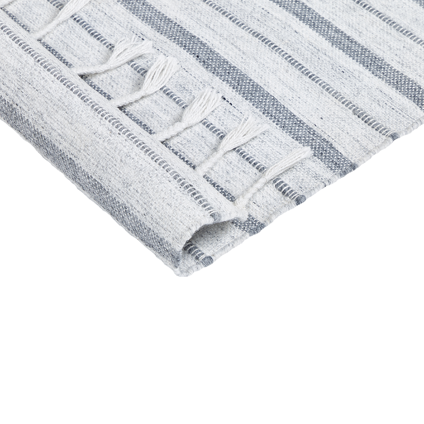 Outdoor Teppich cremeweiss / grau 140 x 200 cm Streifenmuster Kurzflor BADEMLI