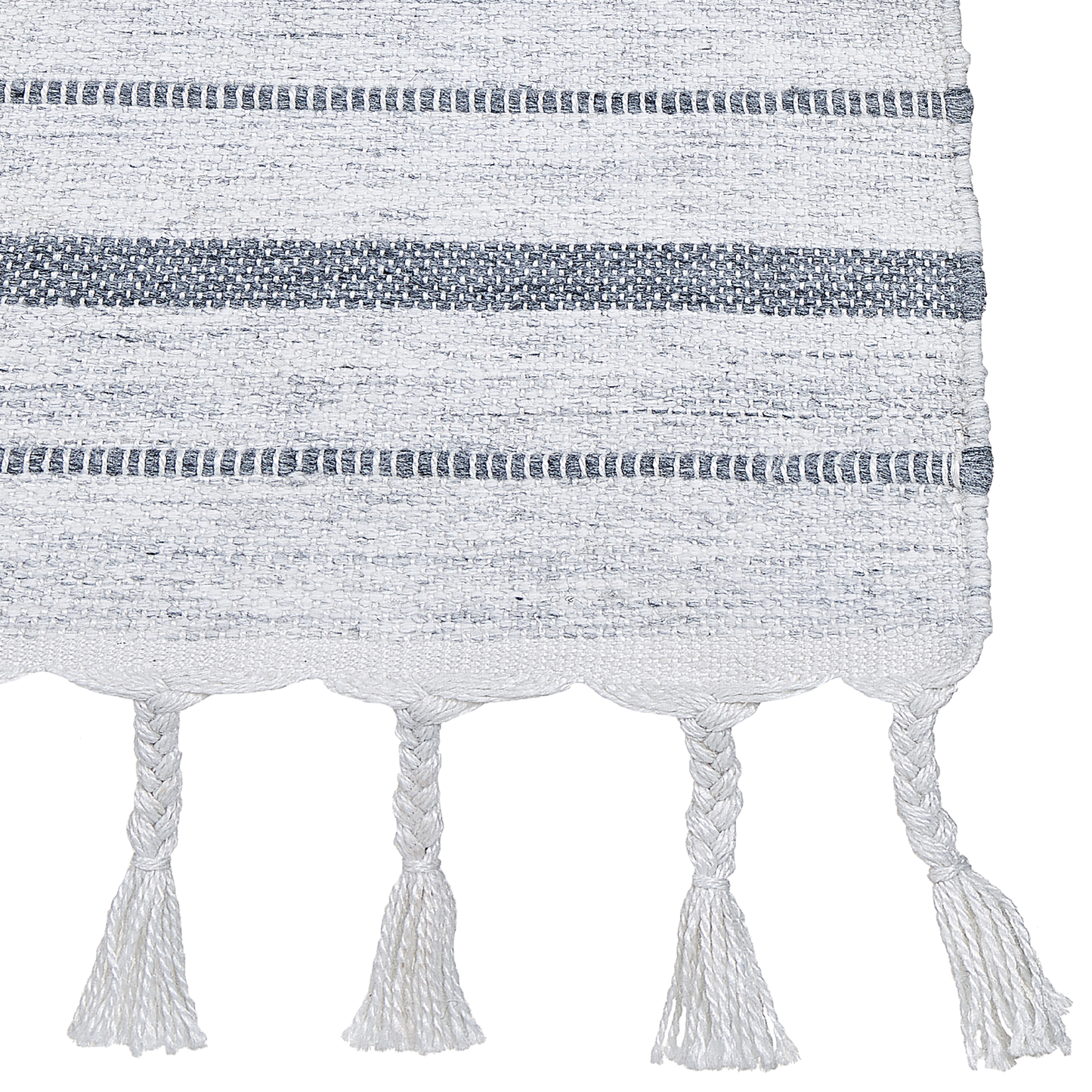 Outdoor Teppich cremeweiss / grau 160 x 230 cm Streifenmuster Kurzflor BADEMLI