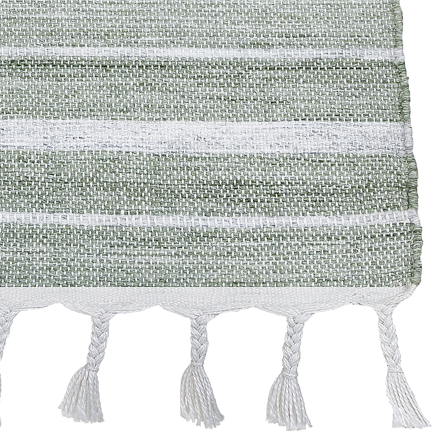 Outdoor Teppich dunkelgrün / weiss 160 x 230 cm Streifenmuster Kurzflor BADEMLI