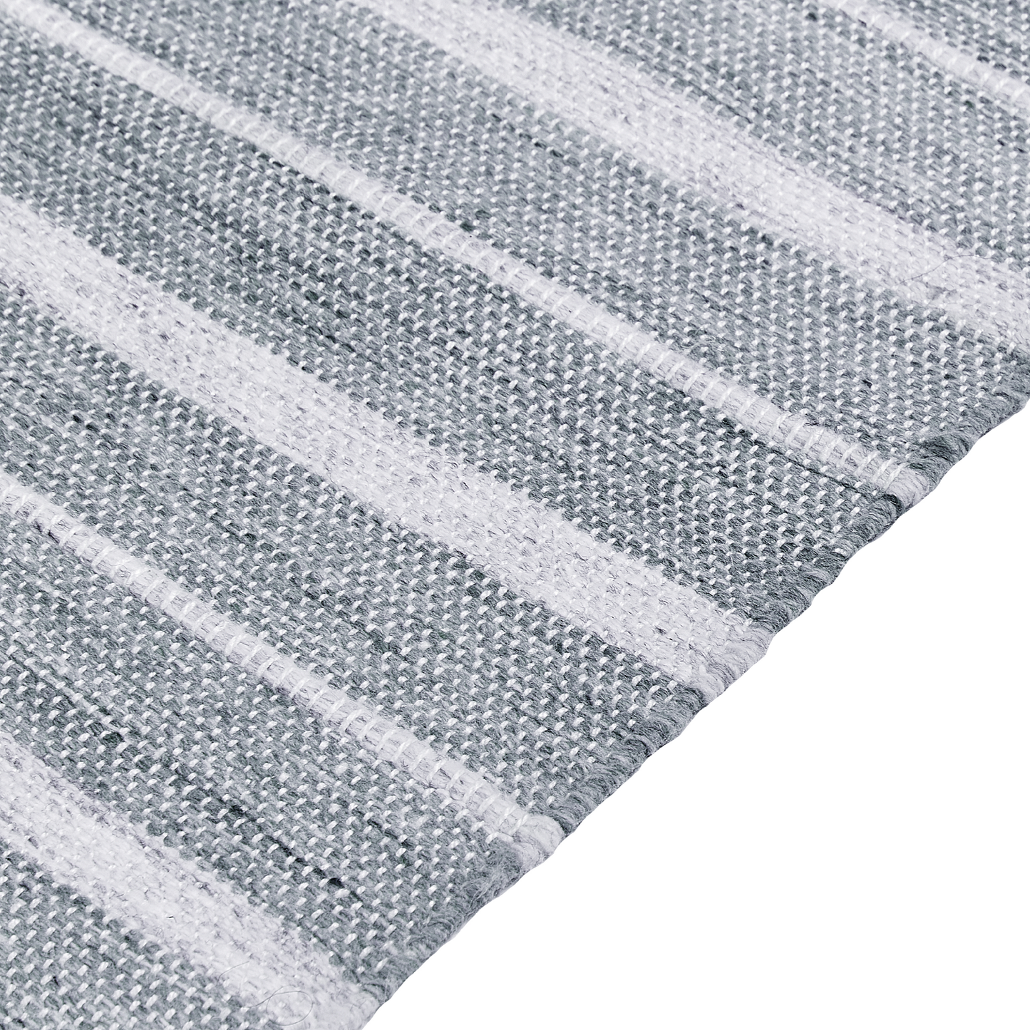 Outdoor Teppich hellgrau / weiss 140 x 200 cm Streifenmuster Kurzflor BADEMLI