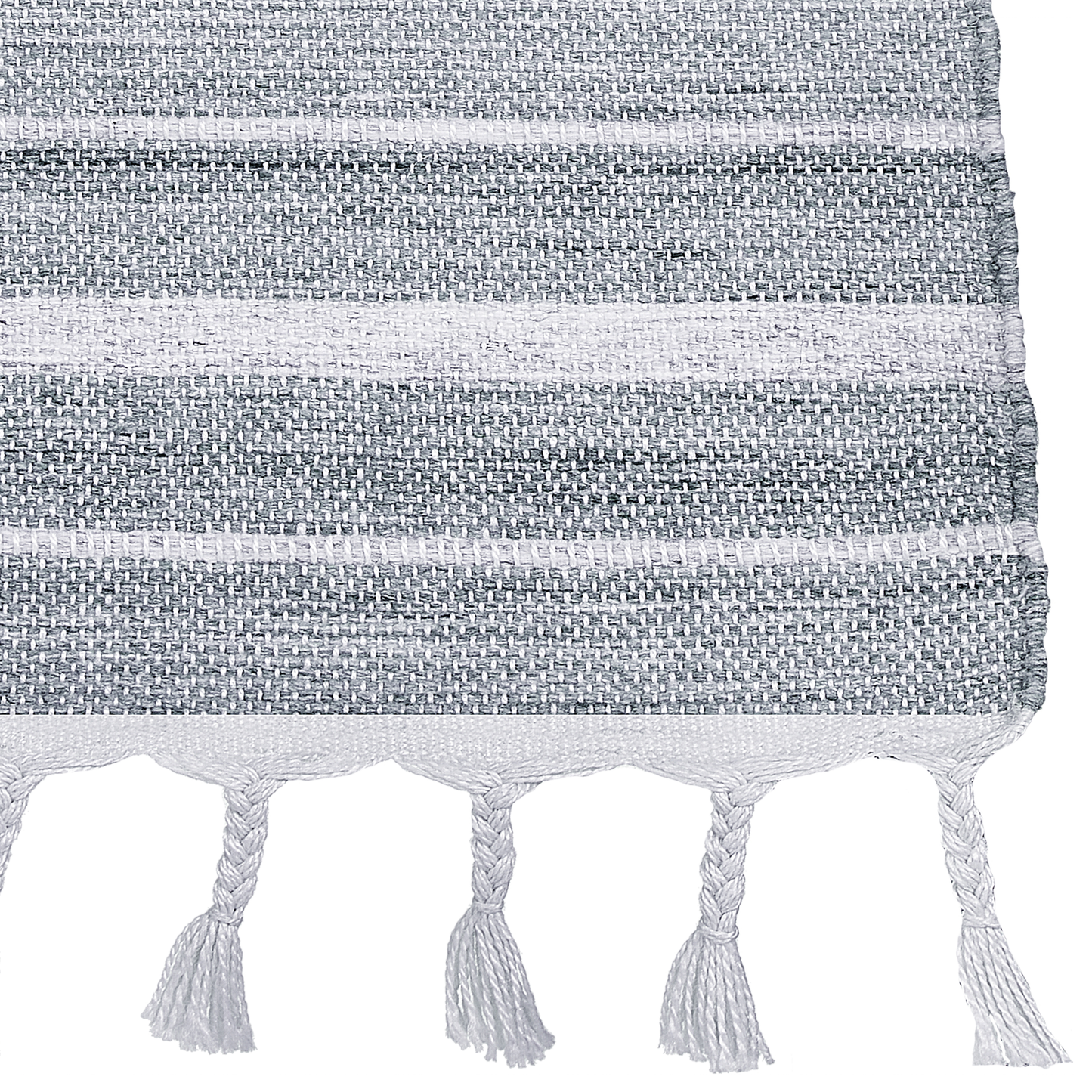 Outdoor Teppich hellgrau / weiss 160 x 230 cm Streifenmuster Kurzflor BADEMLI