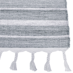 Outdoor Teppich hellgrau / weiss 160 x 230 cm Streifenmuster Kurzflor BADEMLI