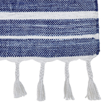 Outdoor Teppich dunkelblau / weiss 140 x 200 cm Streifenmuster Kurzflor BADEMLI