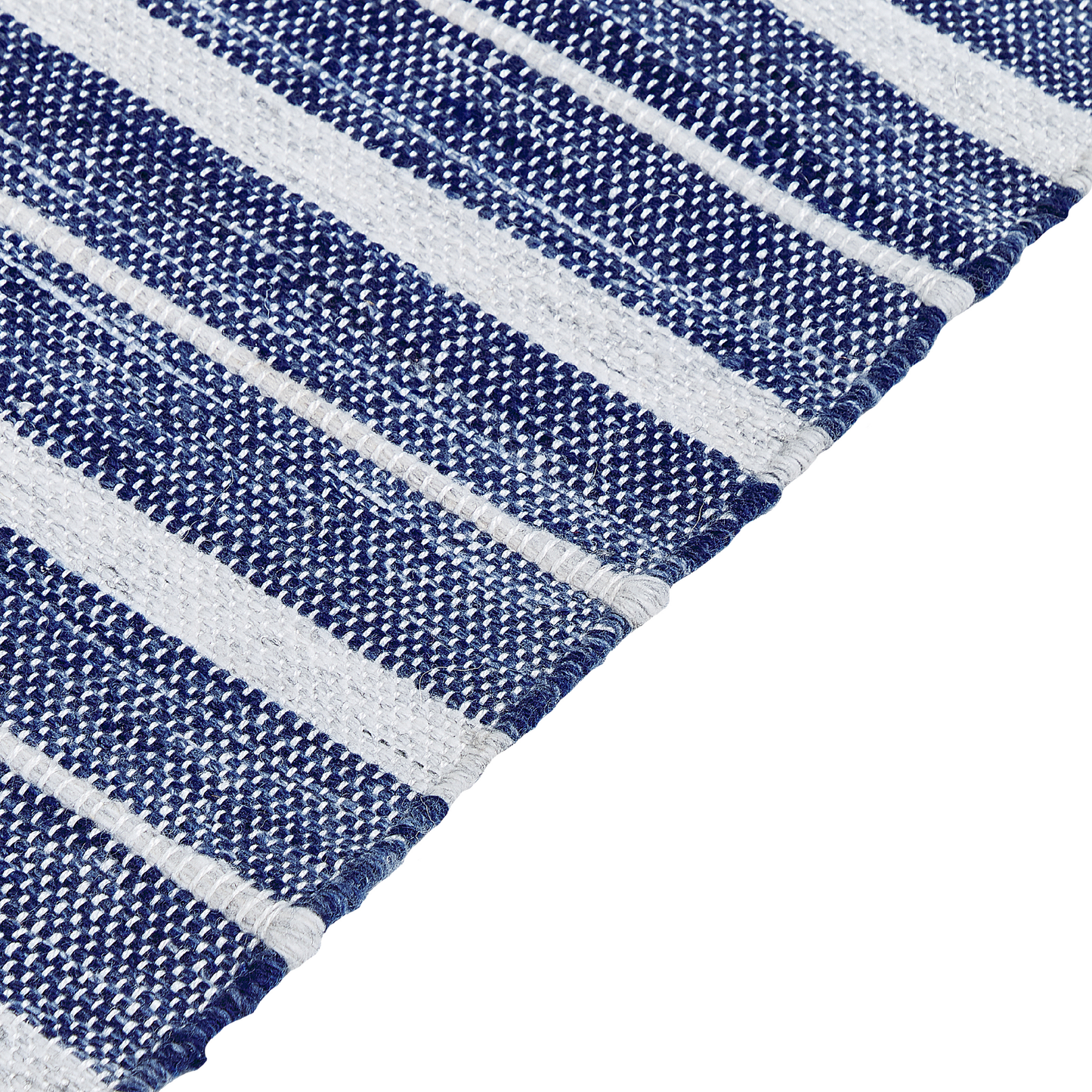 Outdoor Teppich dunkelblau / weiss 160 x 230 cm Streifenmuster Kurzflor BADEMLI