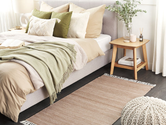 Teppich sandbeige 80 x 150 cm Kurzflor MALHIA