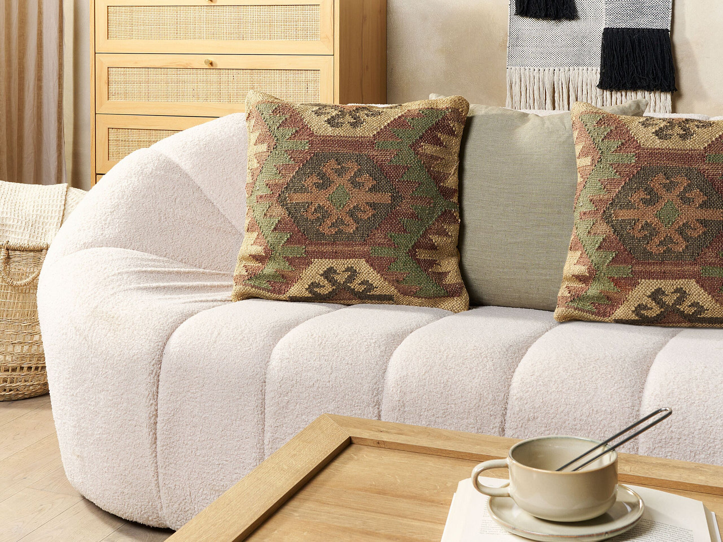 Dekokissen 2er Set CUMBUM Jute 45 x 45 cm Braun Orientalisches Muster