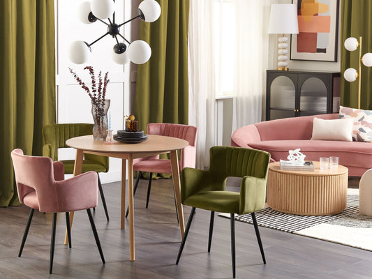 Esszimmerstuhl 2er Set SANILAC Samtstoff Olivgrün