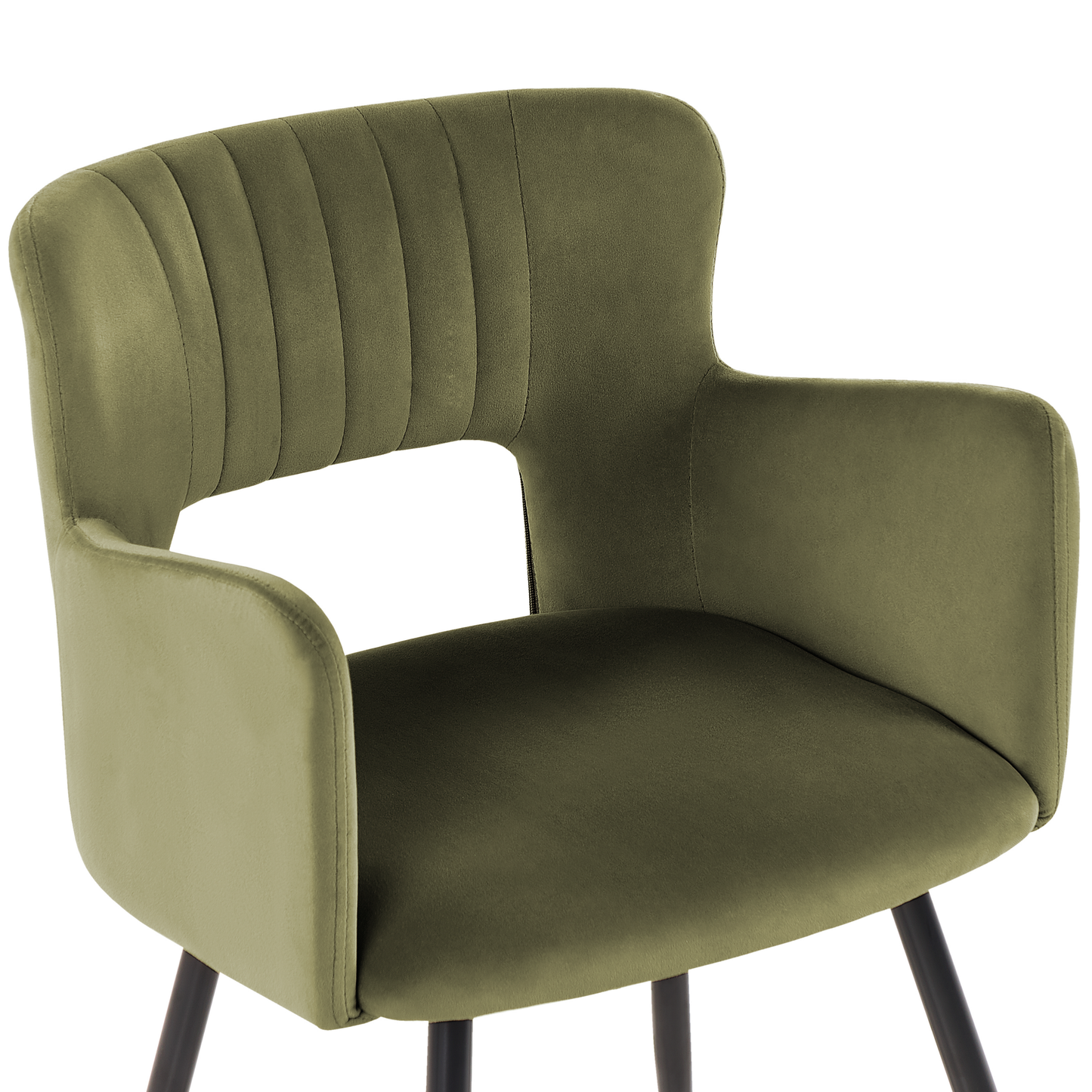 Esszimmerstuhl 2er Set SANILAC Samtstoff Olivgrün