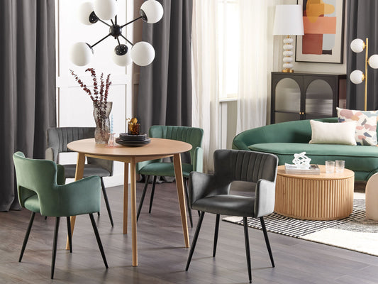 Esszimmerstuhl 2er Set SANILAC Samtstoff Dunkelgrau